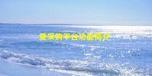 爱采购平台功能简介